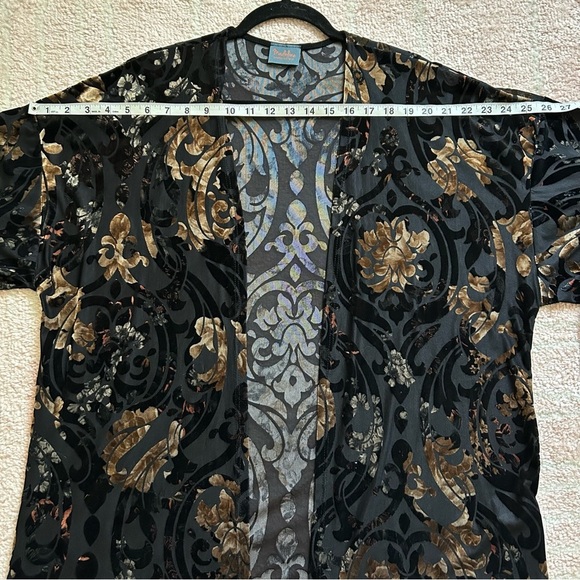 Madeline Sparklestein Floral Burnout Velvet Cardigan Kimono Small Witchy Fall - Picture 5 of 13